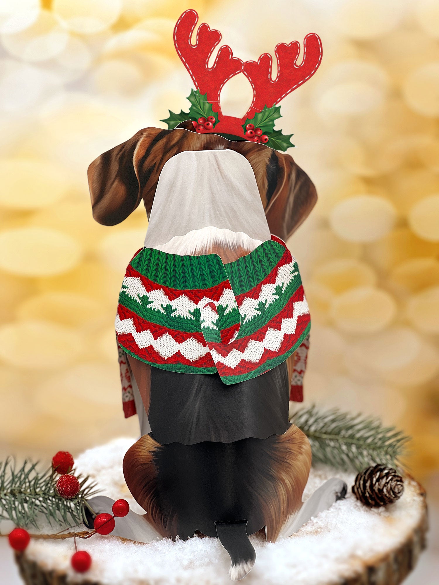 Back of Holiday Beagle Pop-Up