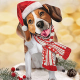 Holiday Beagle Pop-Up in Santa Hat