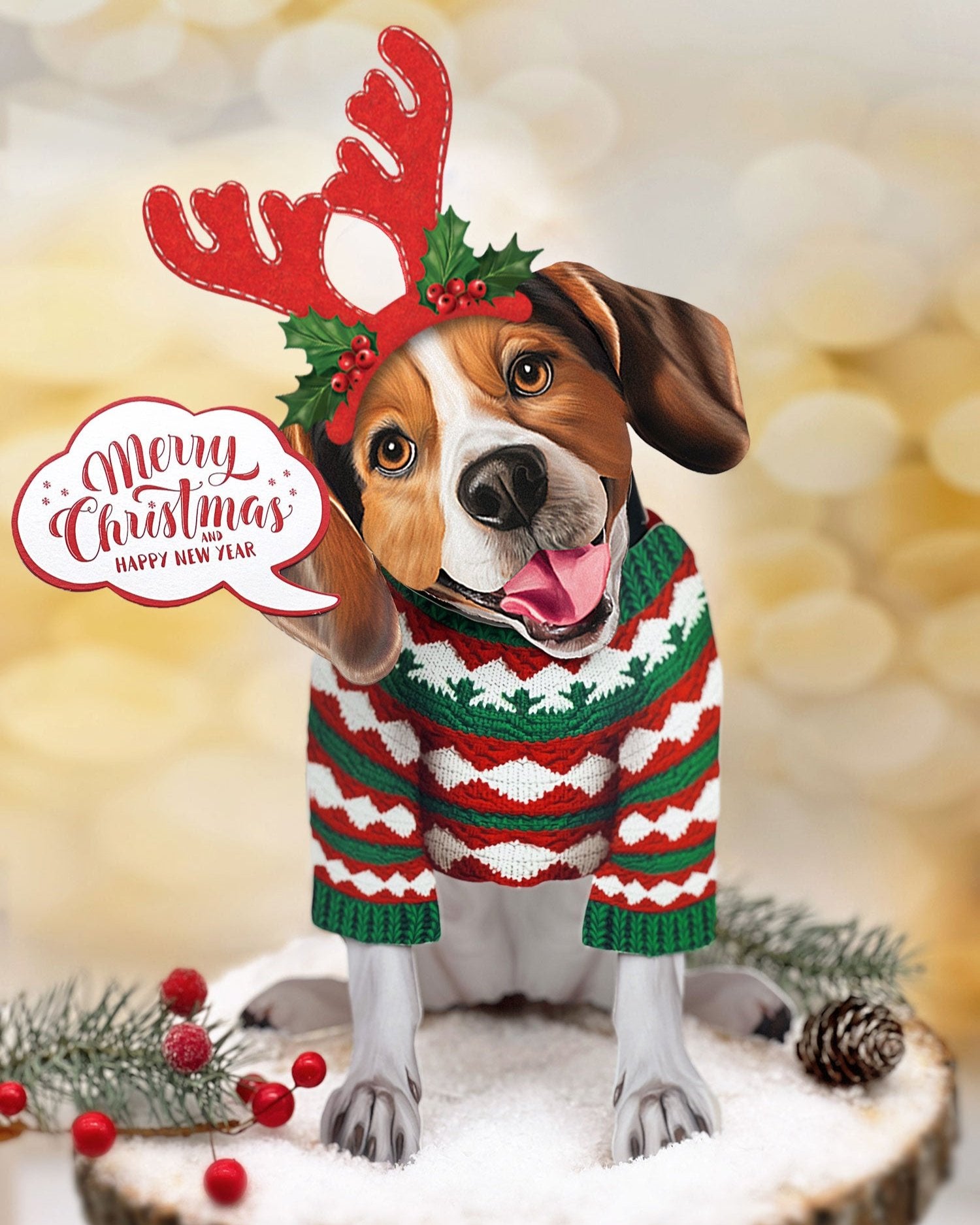 Holiday Beagle Pop-Up in Sweater