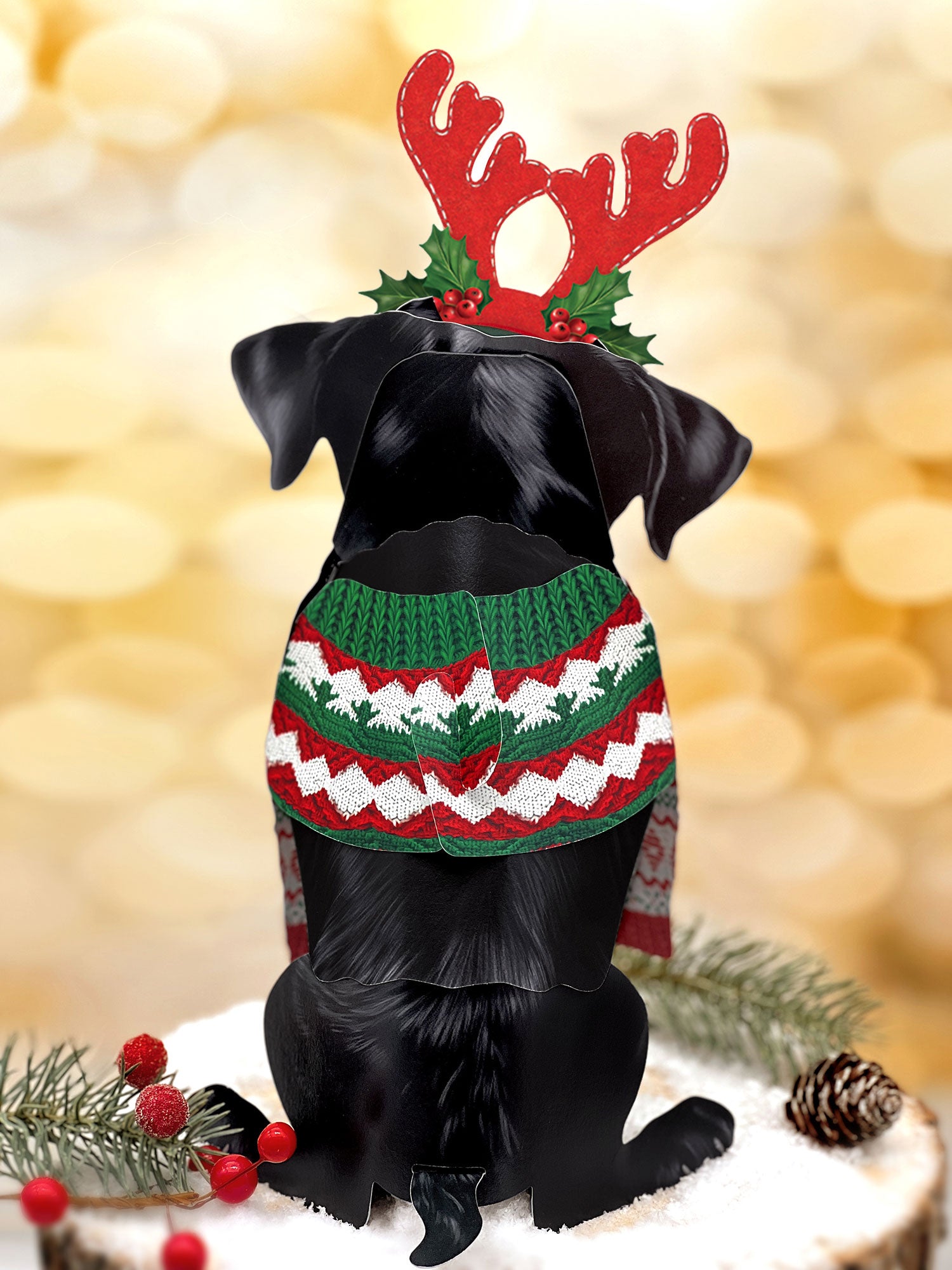 Back of Holiday Black Lab Pop-Up