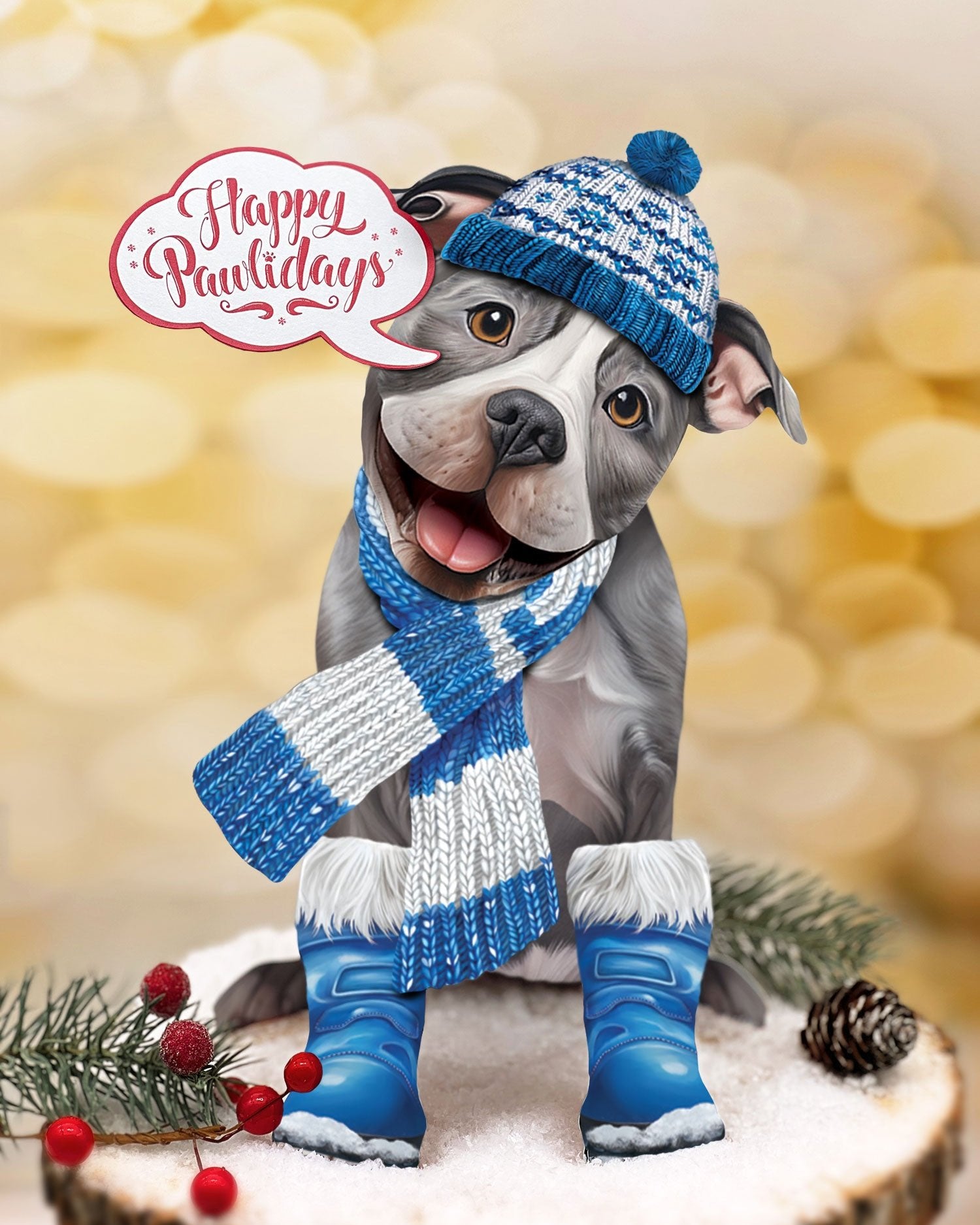 Holiday Pit Bull Pop-Up Card