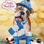 Holiday English Bulldog Pop-Up Card with winter accessories