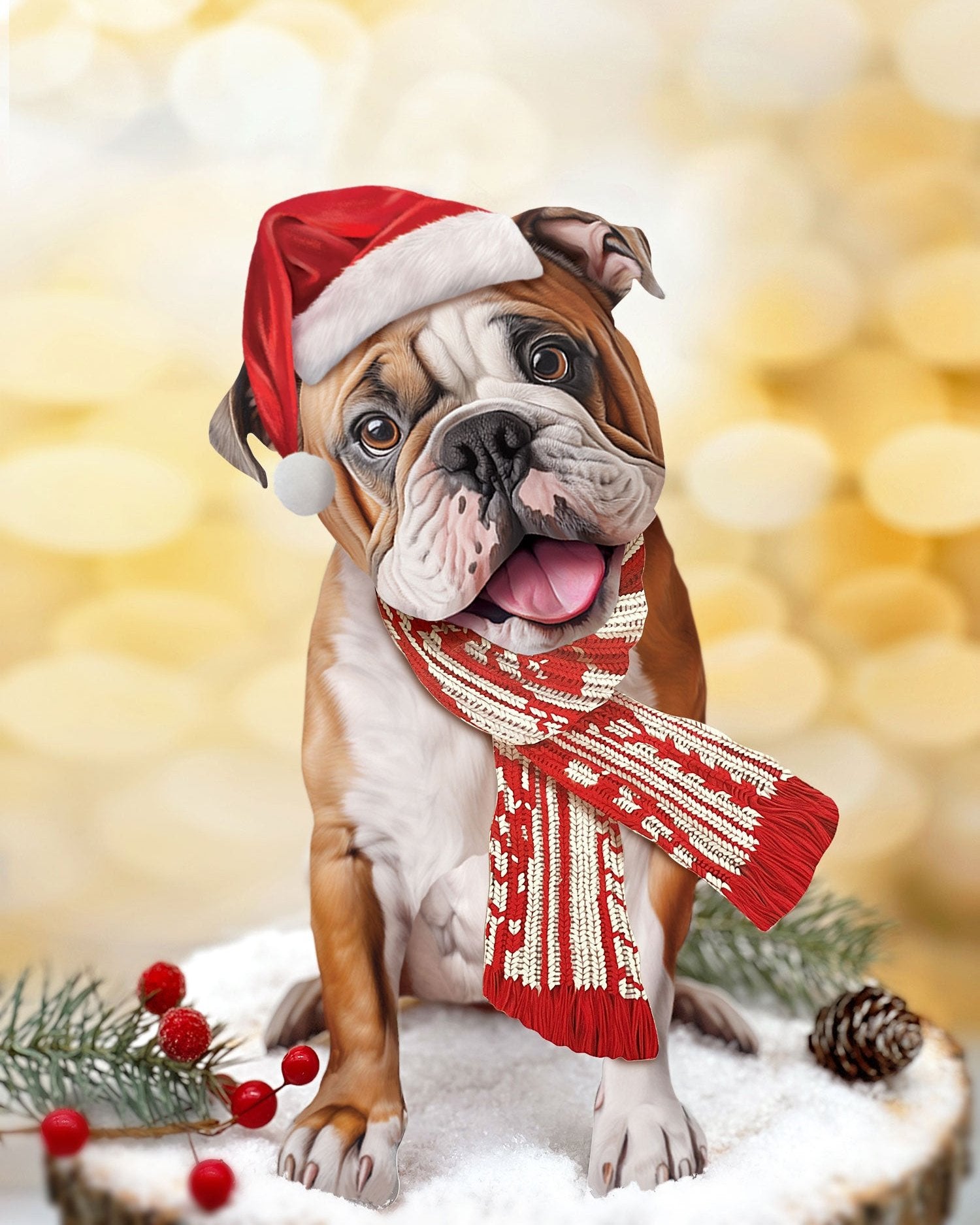 Holiday English Bulldog Pop-Up Card