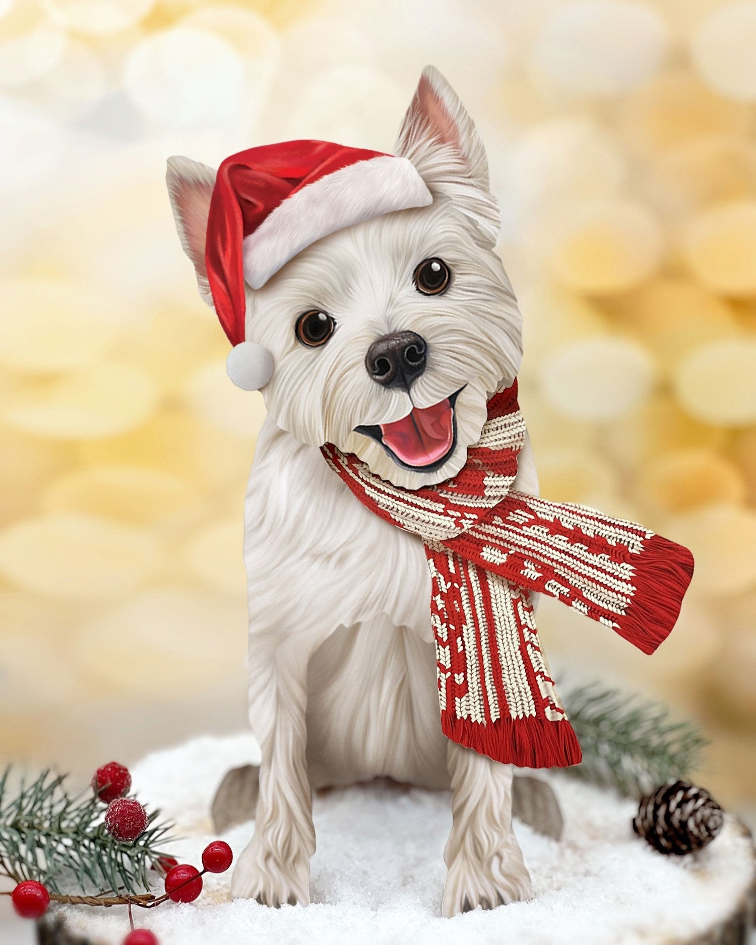 Holiday Westie Pop-Up Card in Santa hat