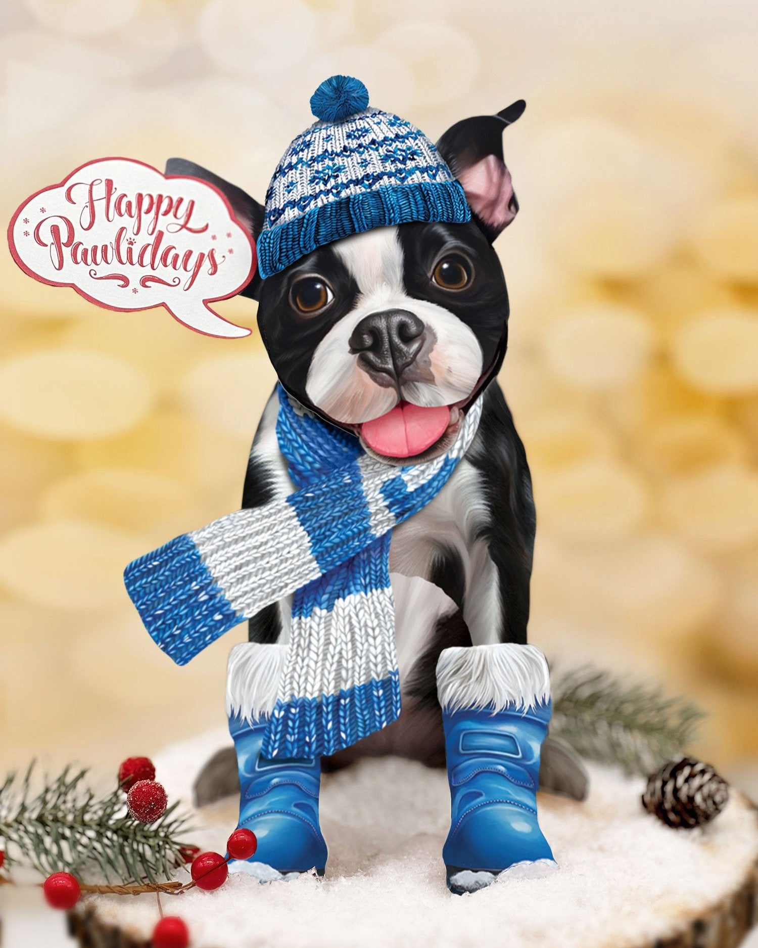 Holiday Boston Terrier Pop-Up