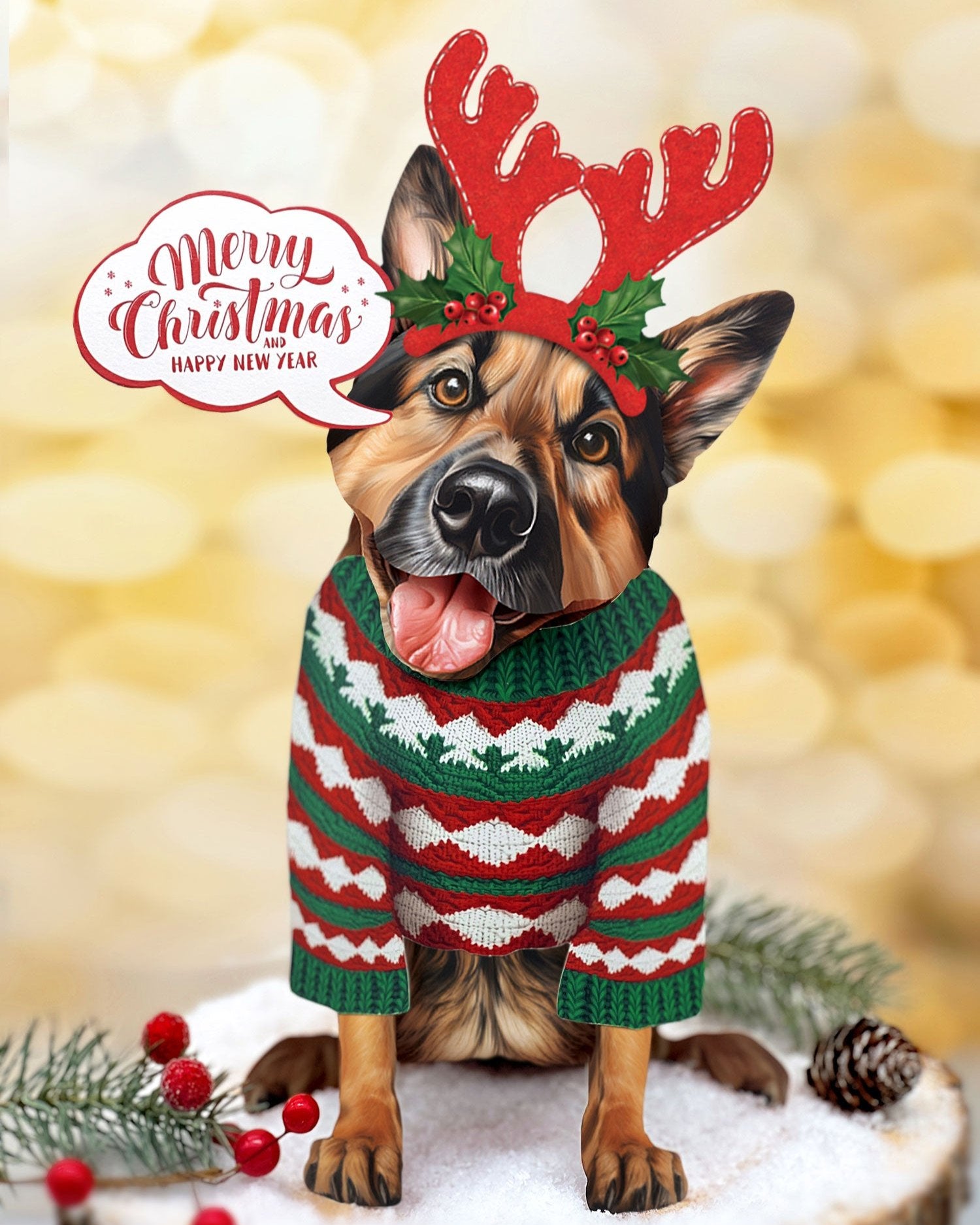 Holiday German Shepherd Pop-Up Card