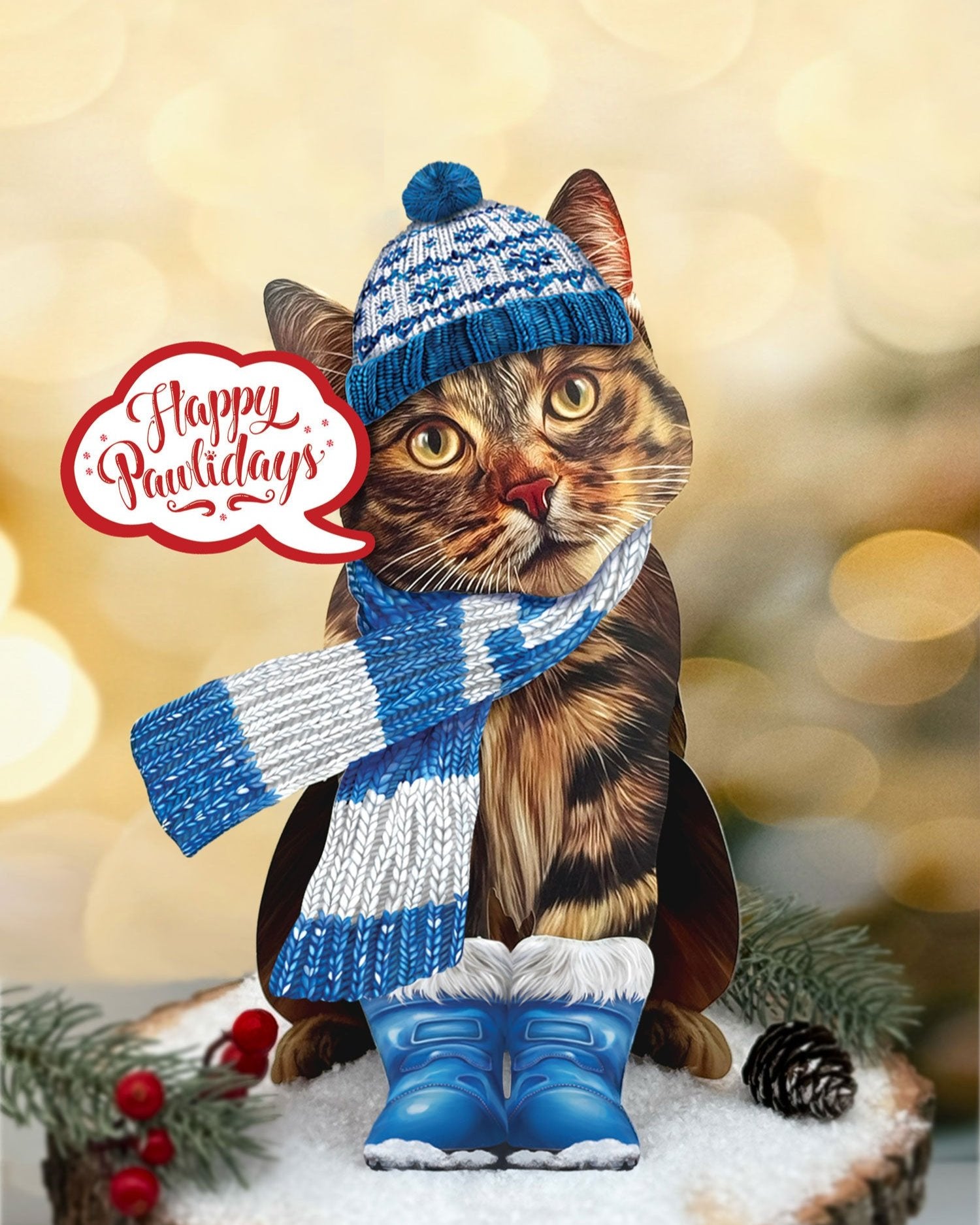 Holiday Brown Tabby Cat Pop-Up