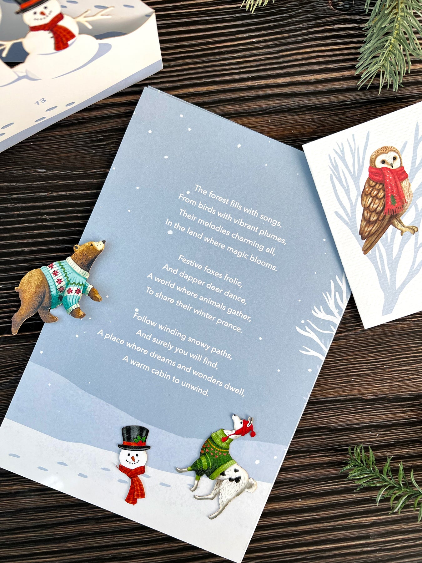 FreshCut Paper Woodland Wonderful Advent Calendar 3D Greeting Card