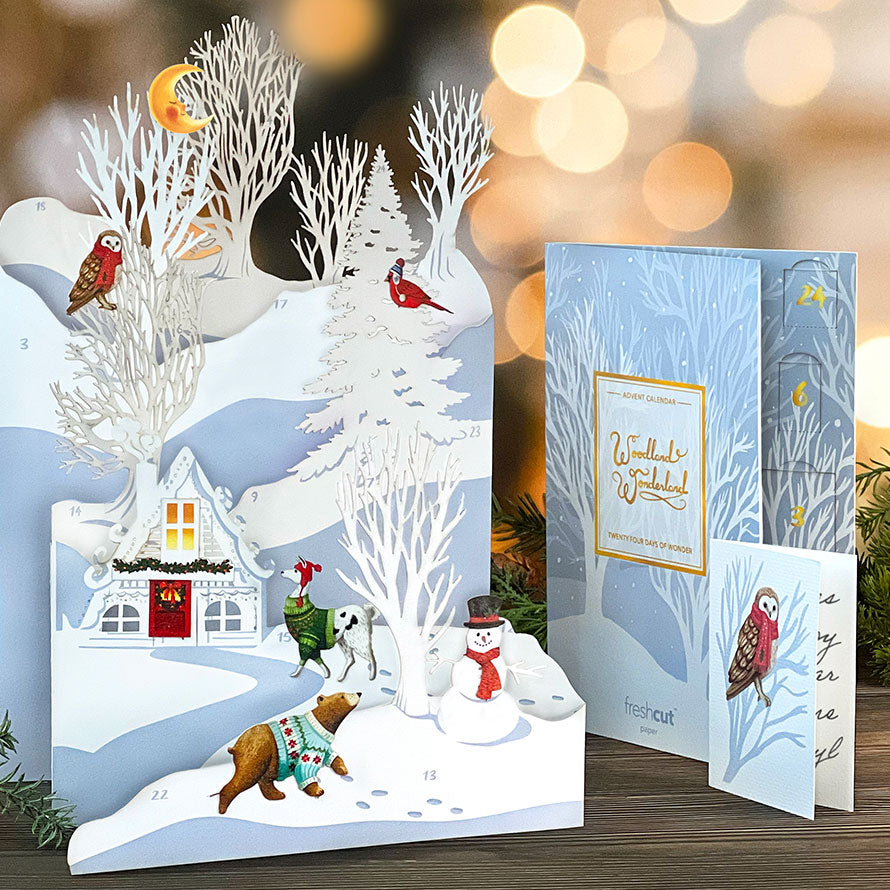 FreshCut Paper Woodland Wonderful Advent Calendar 3D Greeting Card