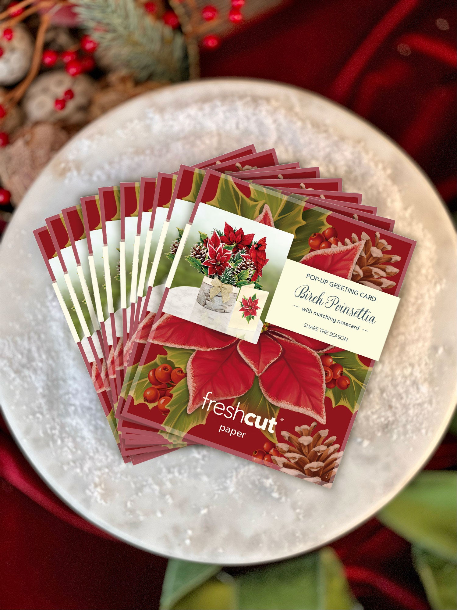 Mini Birch Poinsettia Pop-Up Card