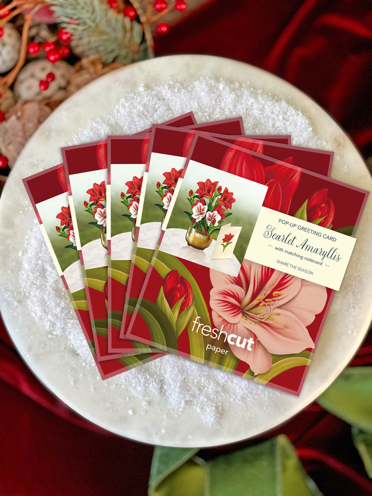 Mini Christmas Scarlet Amaryllis Pop-Up Card