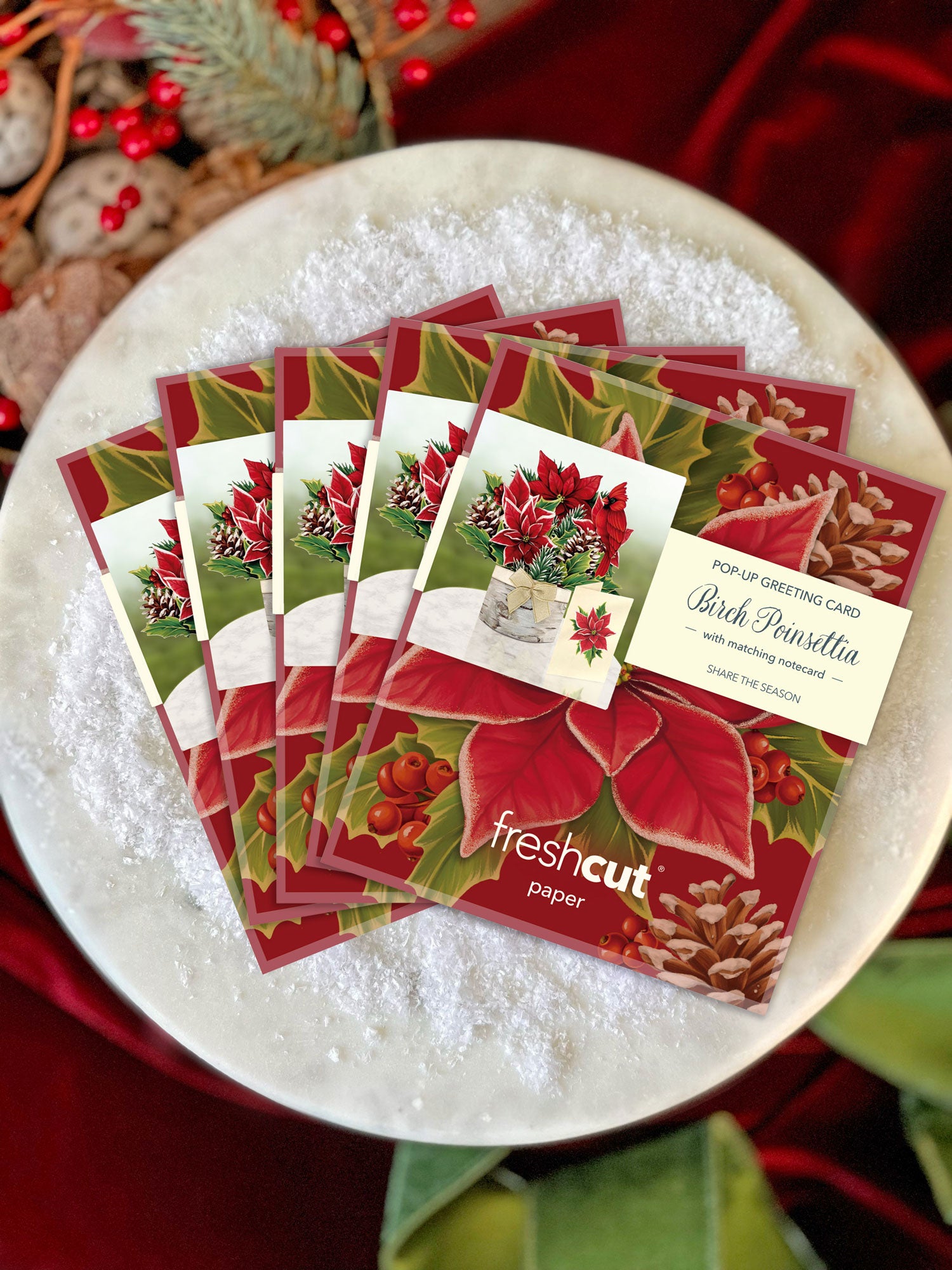 Mini Birch Poinsettia Pop-Up Card