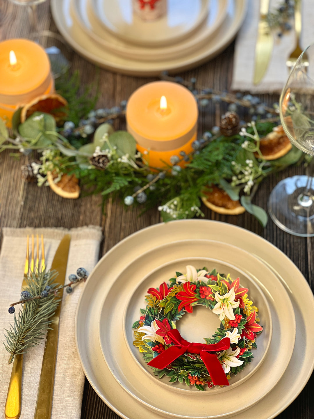 Mini Winter Joy Wreath as a table setting