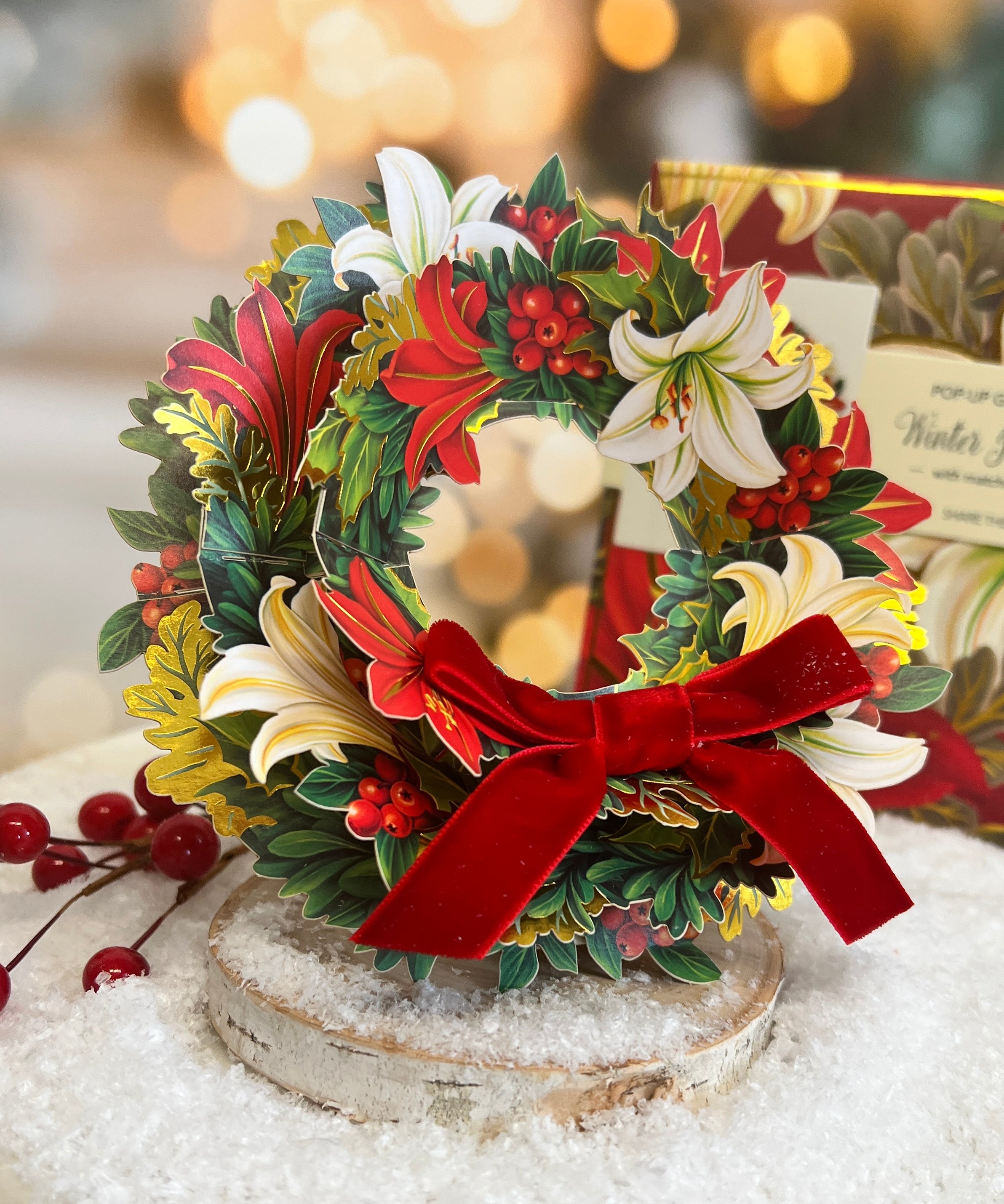 Mini Winter Joy Wreath with Red Bow