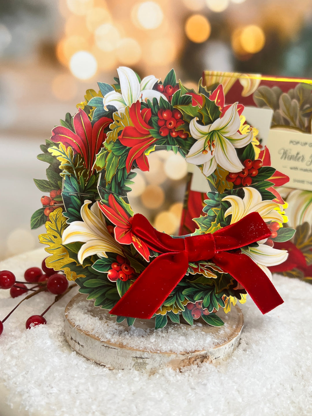 Mini Winter Joy Wreath with Red Bow