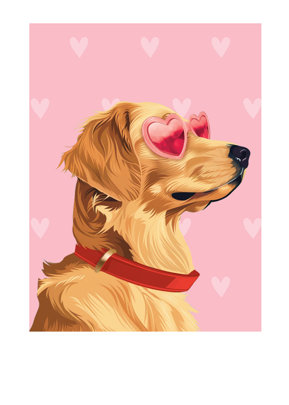 Valentine's Day Golden Retriever Card