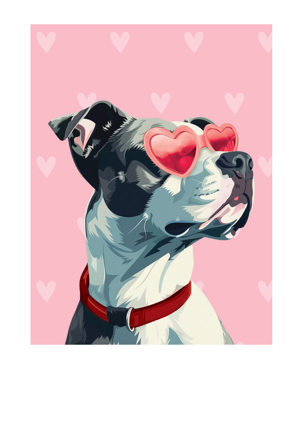 Valentine's Day Gray Pit Bull Card