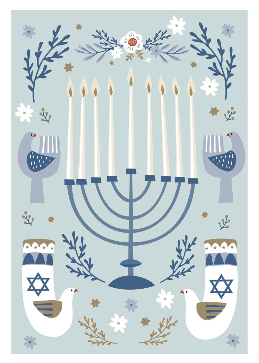 Blue Menorah Card - FreshCut Paper