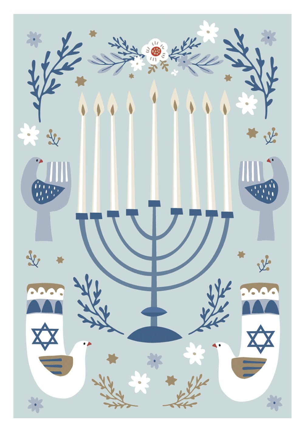 Blue Menorah Card - FreshCut Paper