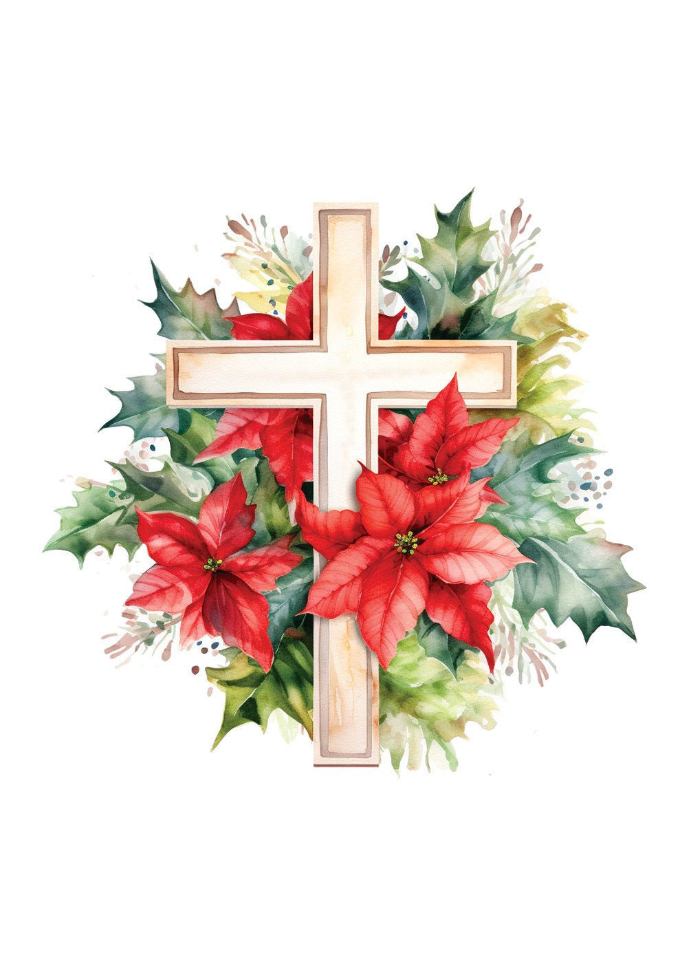 Poinsettia Cross Card - FreshCut Paper