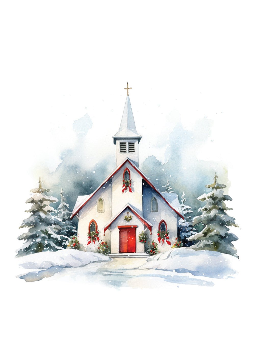 Snowy Church Card - FreshCut Paper