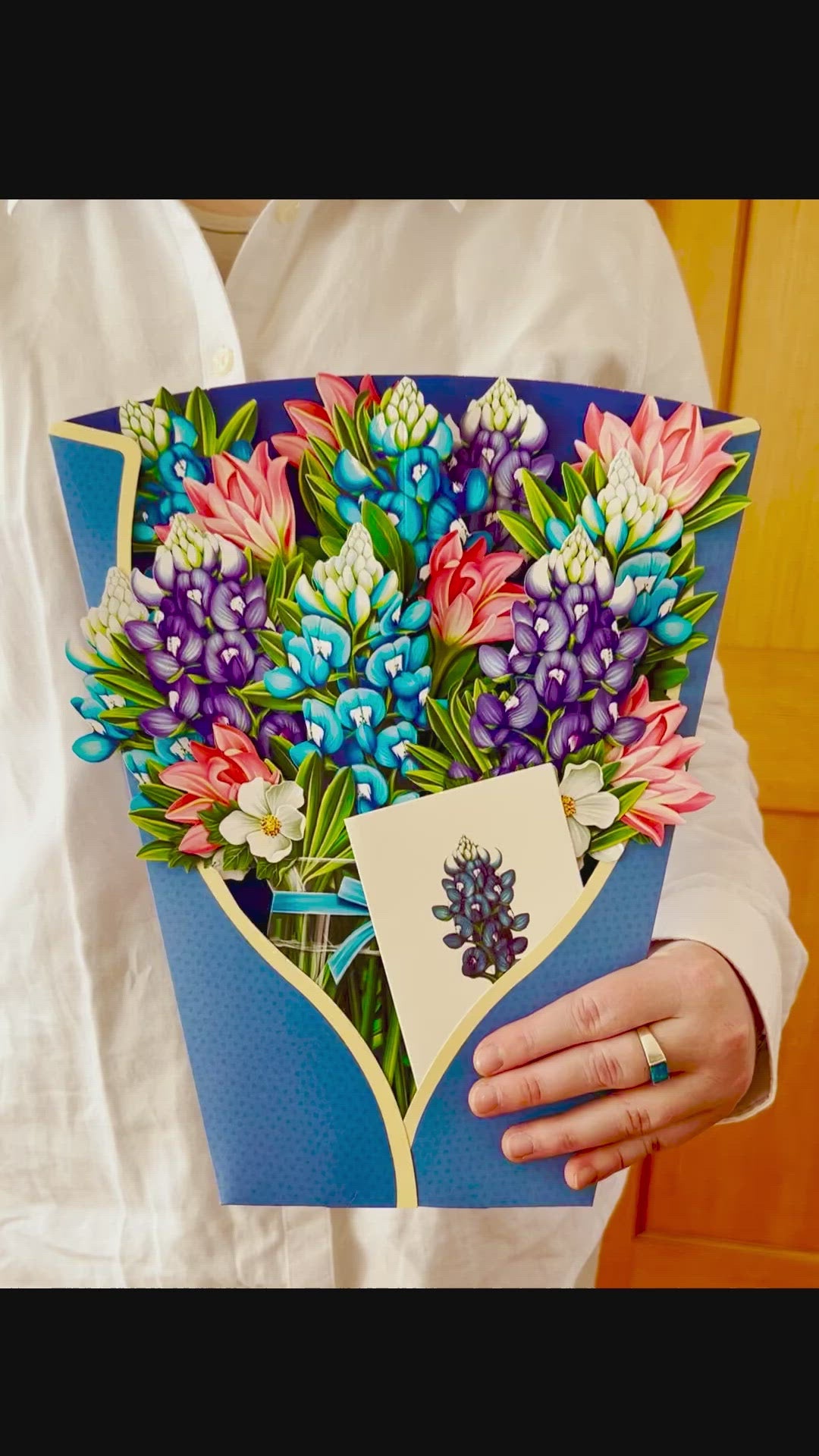 FreshCut Paper Pop Up Blue Bonnet 3D Greeting Card